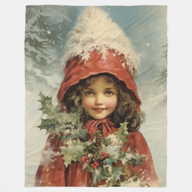 Couverture Polaire Cadres gelés Blanche de Noël (Devant)