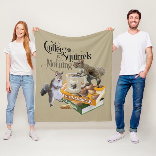 Couverture Polaire Café et écureuils - Amoureux des écureuils (En situation)