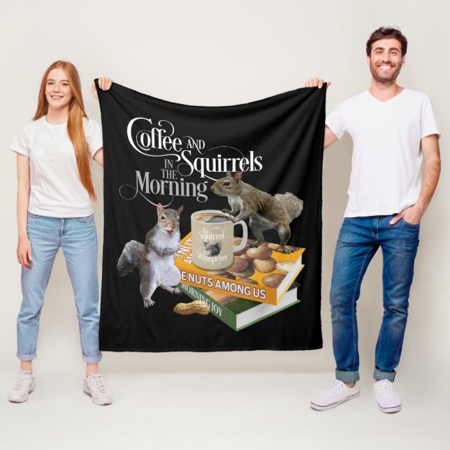 Couverture Polaire Café et écureuils - Drôle Écureuil d'écureuil (En situation)