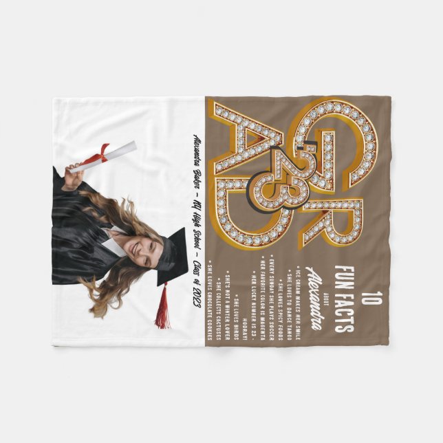 Couverture Polaire Café Latte Fun Facts & Photo Grad Graduation 2023 (Devant (Horizontal))