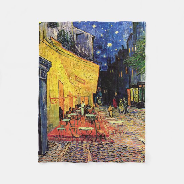 Couverture Polaire Café Terrasse à la nuit par Vincent van Gogh (Devant)
