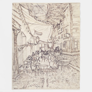 Couverture Polaire Café Terrasse en soirée, Dessin d'art, Van Gogh