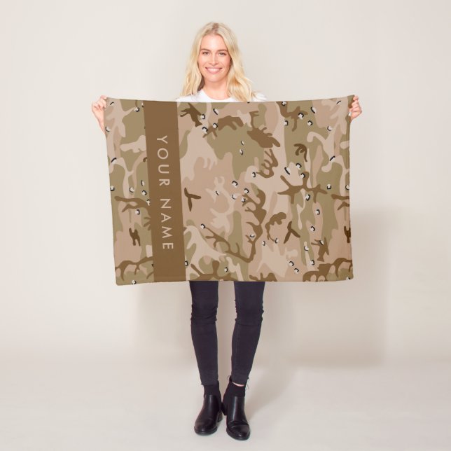 Couverture Polaire Cailloux de camouflage du désert, Votre nom, Perso (En situation)