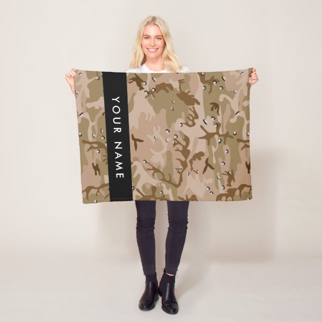 Couverture Polaire Cailloux de camouflage du désert, Votre nom, Perso (En situation)