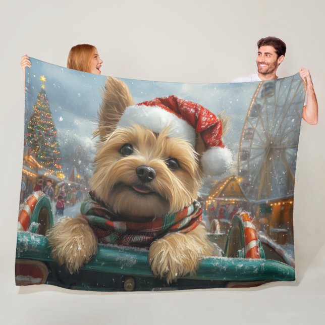 Couverture Polaire Cairn Terrier Dog Roller Dessous de verre Noël (En situation)