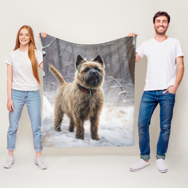 Couverture Polaire Cairn Terrier Laissez Tomber la Neige Noël (En situation)
