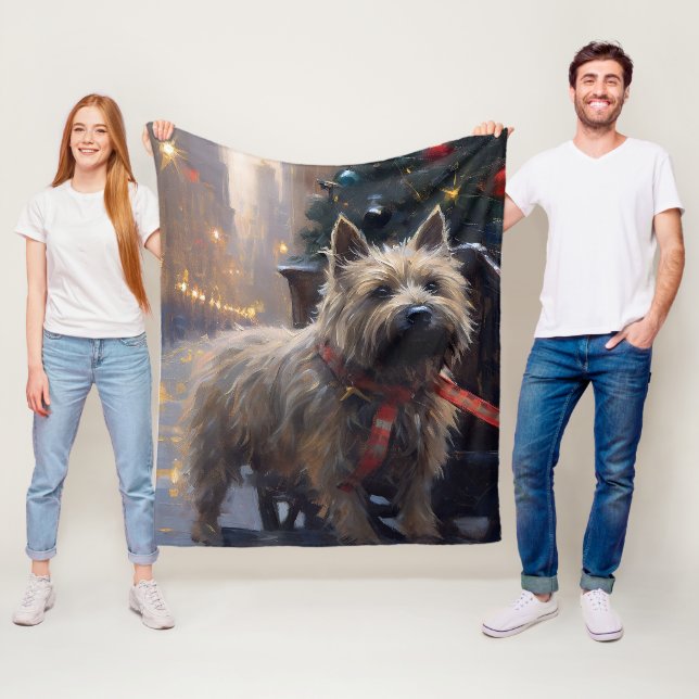 Couverture Polaire Cairn Terrier Saison des Fêtes de Noël (En situation)