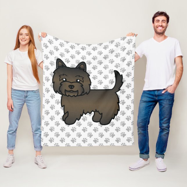 Couverture Polaire Cairn Terrier Tacheture Foncé Chien de Dessin Anim (En situation)