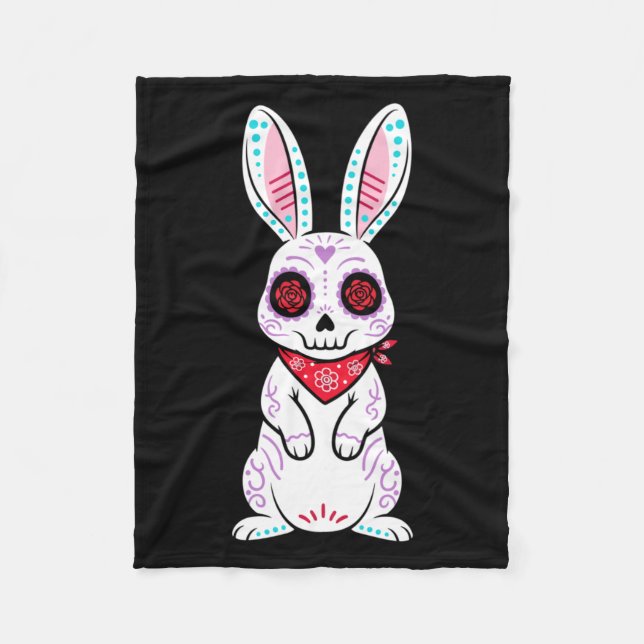 Couverture Polaire Calavera Lapin Sugar Skull Jour Des (Devant)