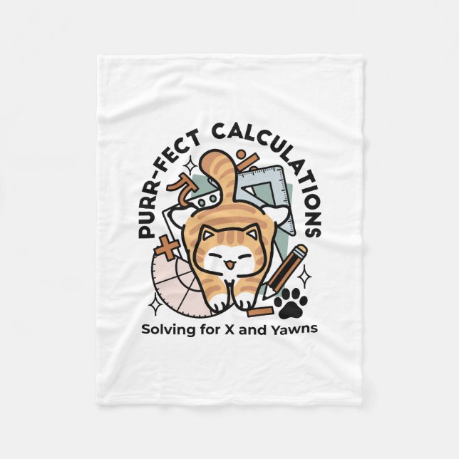 Couverture Polaire Calculs Parfaits – Création de chat de maths drôle (Devant)