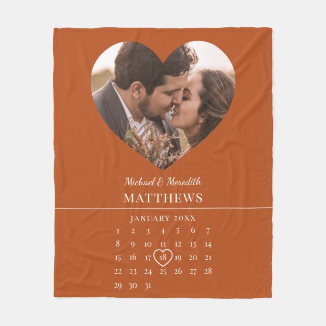 Couverture Polaire Calendrier d'anniversaire du Mariage de automne or (Devant)
