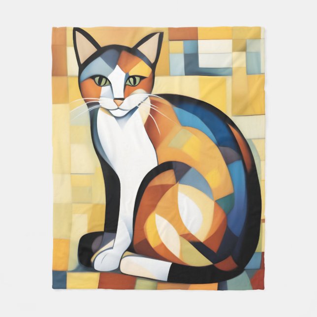 Couverture Polaire Calico Cubisme Une Feline (Devant)