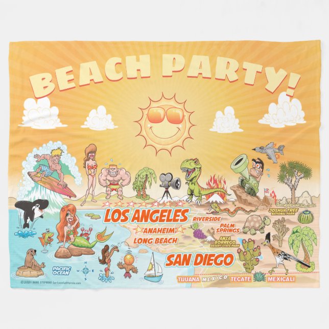 Couverture Polaire California Beach Party Fleece Blanket (Devant (Horizontal))