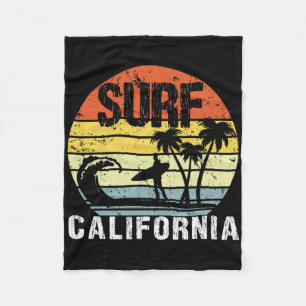 Couverture Polaire California Ca Rétro Vintage Toile de fond Surf Sur