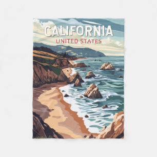 Couverture Polaire California Travel Art Vintage