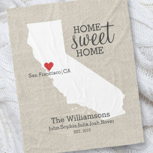 Couverture Polaire Californie Maison d'amour de l'État Maison Douce M