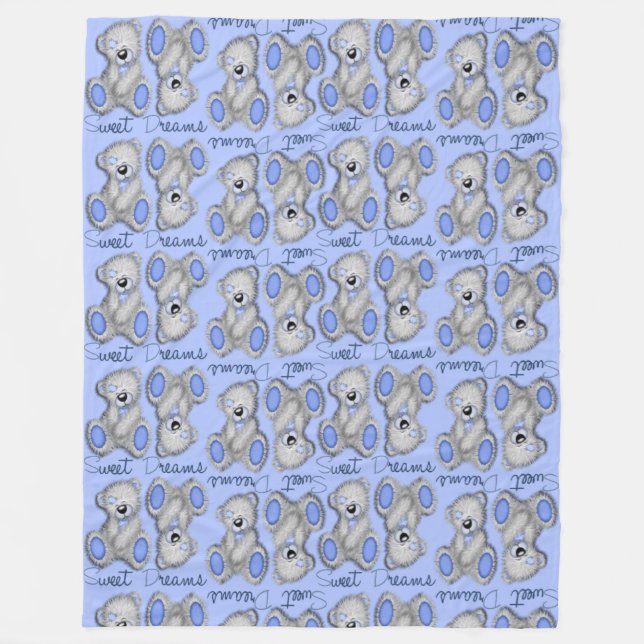 Couverture Polaire Câlins Douces Rêves Teddy-doux bleu (Devant)