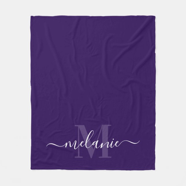 Couverture Polaire Calligraphie de monogramme violet minimal (Devant)
