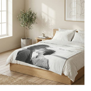 Couverture Polaire Calligraphie minimaliste photo personnalisée Nom K