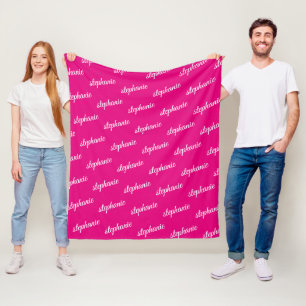 Couverture Polaire Calligraphie rose élégante Nom de la répétition pe