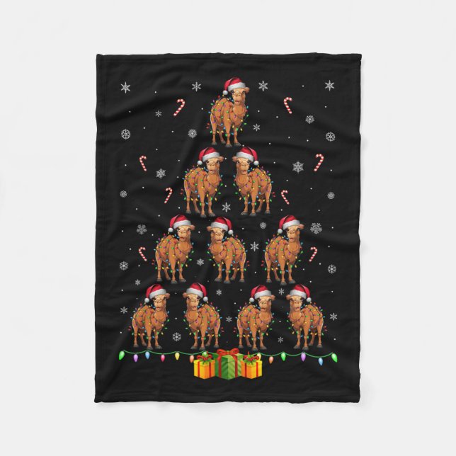 Couverture Polaire Camel Santa Hat Noël Lumières Hommes Femmes Noël T (Devant)