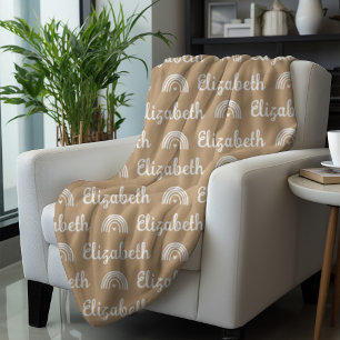 Couverture Polaire Camel tendance Rainbow Custom Calligraphy Nom