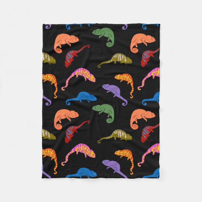 Couverture Polaire Caméléons Reptiles Colorés Lézards Enfants  (Devant)