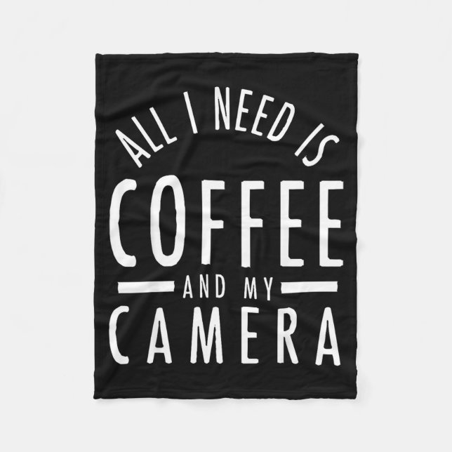 Couverture Polaire Camera &amp; Coffee - Funny Photography Quote Phot (Devant)