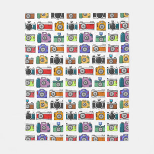 Couverture Polaire Caméras rétro coloré Motif illustré