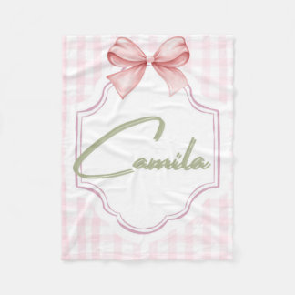 Couverture Polaire Camila Baby Girl Nursery Bow&En vichy personnalisé