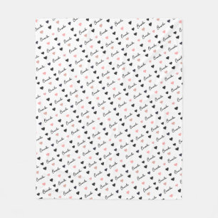 Couverture Polaire Camila nom personnalisé motif des coeurs d'amour