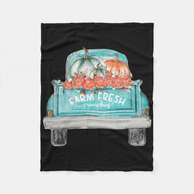 Couverture Polaire Camion Citrouille Fraîche De Ferme Joyeux Automne  (Devant)