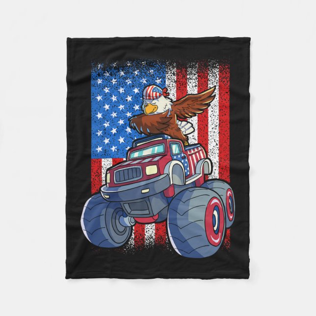Couverture Polaire Camion Eagle Monster 4 Juillet Boys American Flag (Devant)