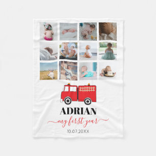 Couverture Polaire Camion Feu Rouge Bébé Première année Photo Collage
