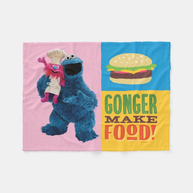 Couverture Polaire Camion fourré de Cookie Monster | Gonger Make Food (Devant (Horizontal))