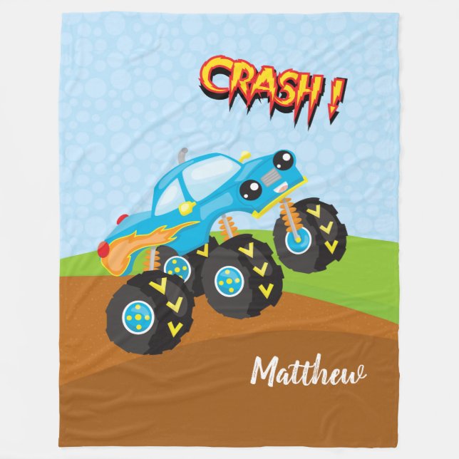 Couverture Polaire Camion monstre coloré (Devant)