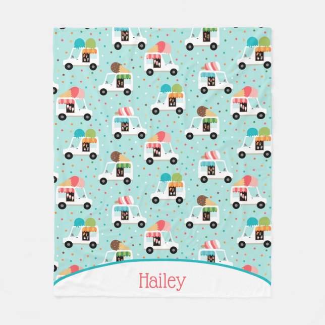 Couverture Polaire Camions à crème glacée Saupoudrant les filles Pers (Devant)