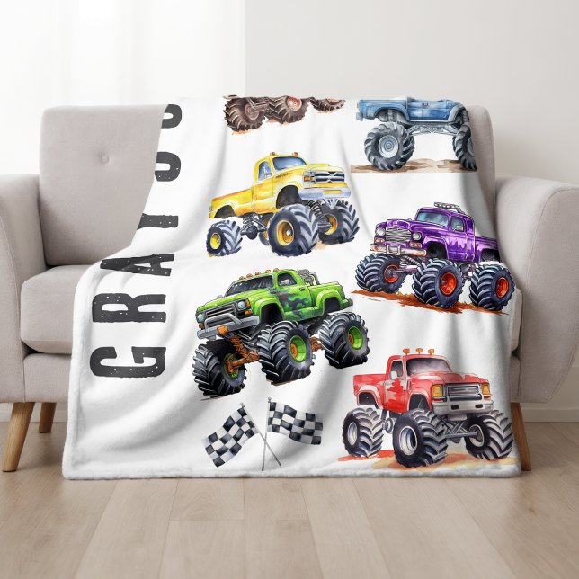 Couverture Polaire Camions monstres pour enfants modernes (Créateur téléchargé)