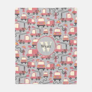Couverture Polaire Camions rouges Pompiers Enfants Personnalisés