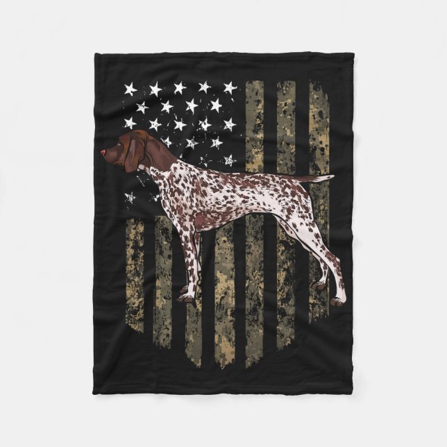 Couverture Polaire Camo American Flag German Shorthred Pointer 4th (Devant)