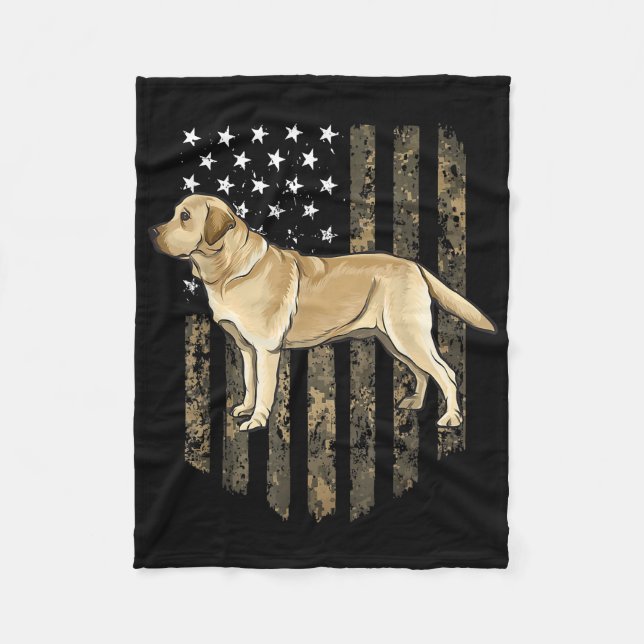 Couverture Polaire Camo American Flag Yellow Labrador Retriever (Devant)