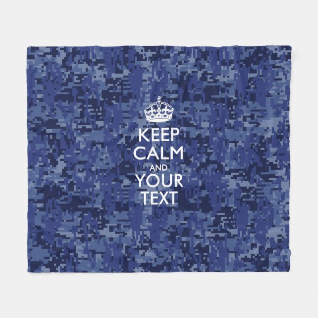Couverture Polaire Camo Bleu Marine Conserve Le Calme Et Votre Texte (Devant (Horizontal))