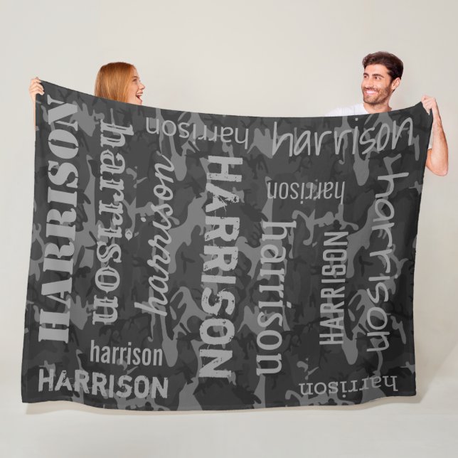 Couverture Polaire Camo Charbon Personnalisé (En situation)