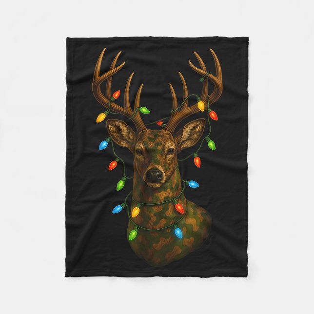 Couverture Polaire Camo Hunting Reindeer Deer Christmas Holiday Xmas  (Devant)