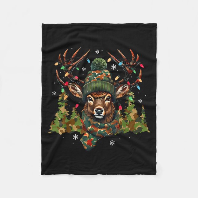 Couverture Polaire Camo Hunting Reindeer Deer Xmas Lights Christmas H (Devant)