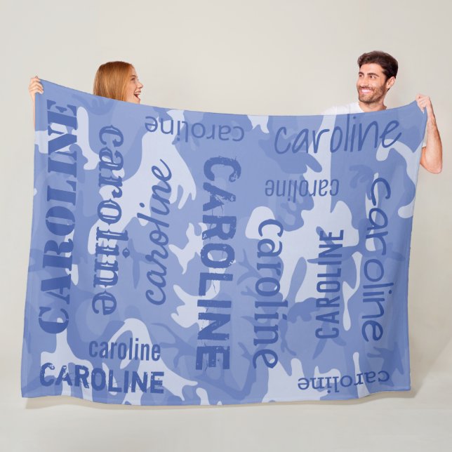 Couverture Polaire Camo Personnalisé Bleu (En situation)