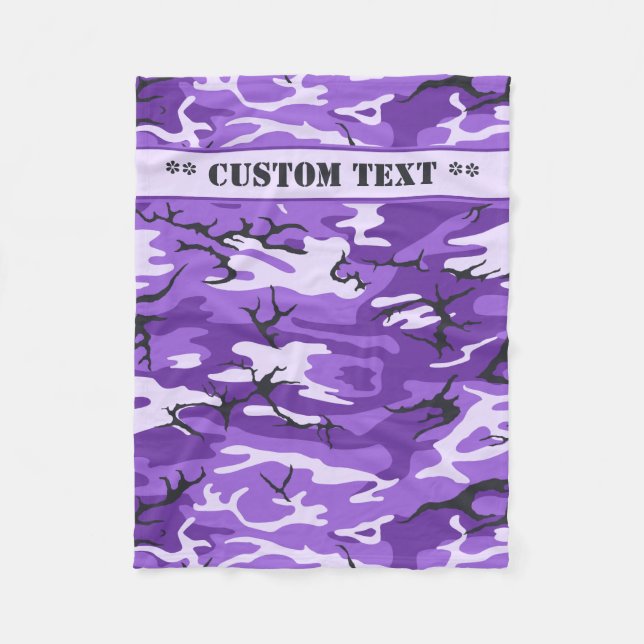 Couverture Polaire Camo pourpre avec le texte fait sur commande (Devant)