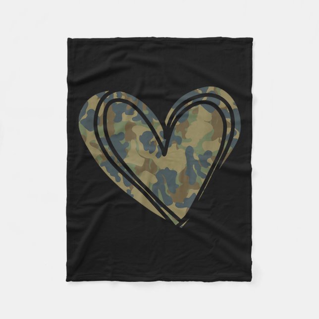 Couverture Polaire Camo Print Heart Valentines Day  (Devant)