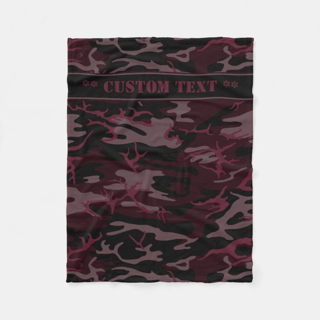 Couverture Polaire Camo rouge foncé avec le texte fait sur commande (Devant)