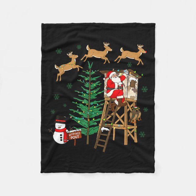 Couverture Polaire Camo Santa Christmas Deer Hunting Camouflage Hunte (Devant)